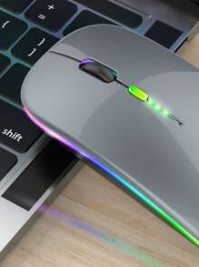 Ratón inalámbrico Ratón inalámbrico recargable para juegos en portátiles, silencio, oficina, monomodo, Bluetooth - Gris Oscuro - Ver 4