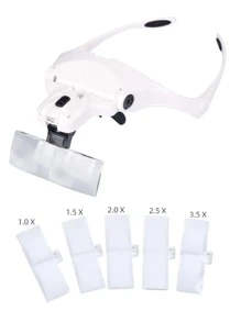 MAGNIFYING LENSES WITH LED LIGHT AND ADJUSTABLE MAGNIFICATION EYELASHES MICROBLADING CRAFTS - White - View 2