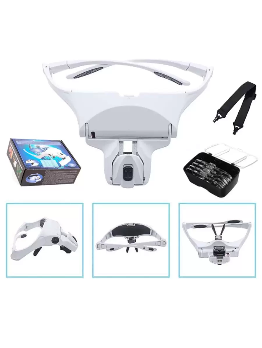 MAGNIFYING LENSES WITH LED LIGHT AND ADJUSTABLE MAGNIFICATION EYELASHES MICROBLADING CRAFTS - White - View 1