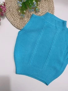 Women Knit Tops - 淺藍色 - 查看 2