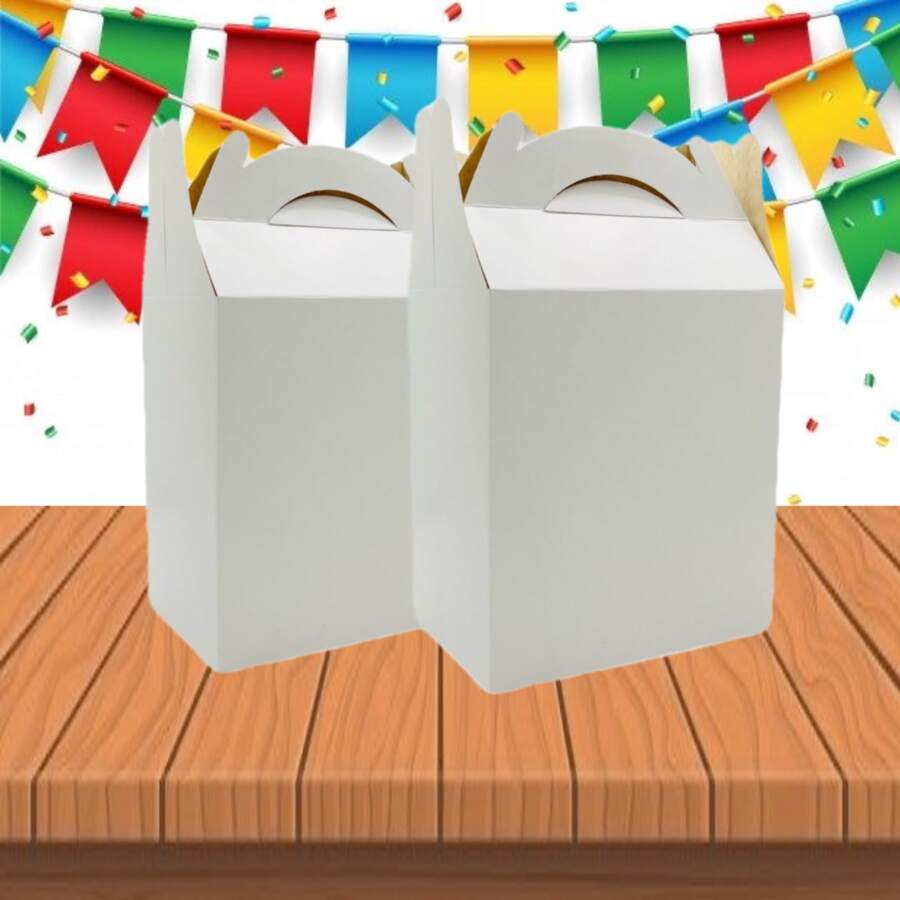 50 Dulceros de Colores Cumpleaños Fiesta Aguinaldo Bolo Caja Cartón Dulceras - Blanco - Ver 1