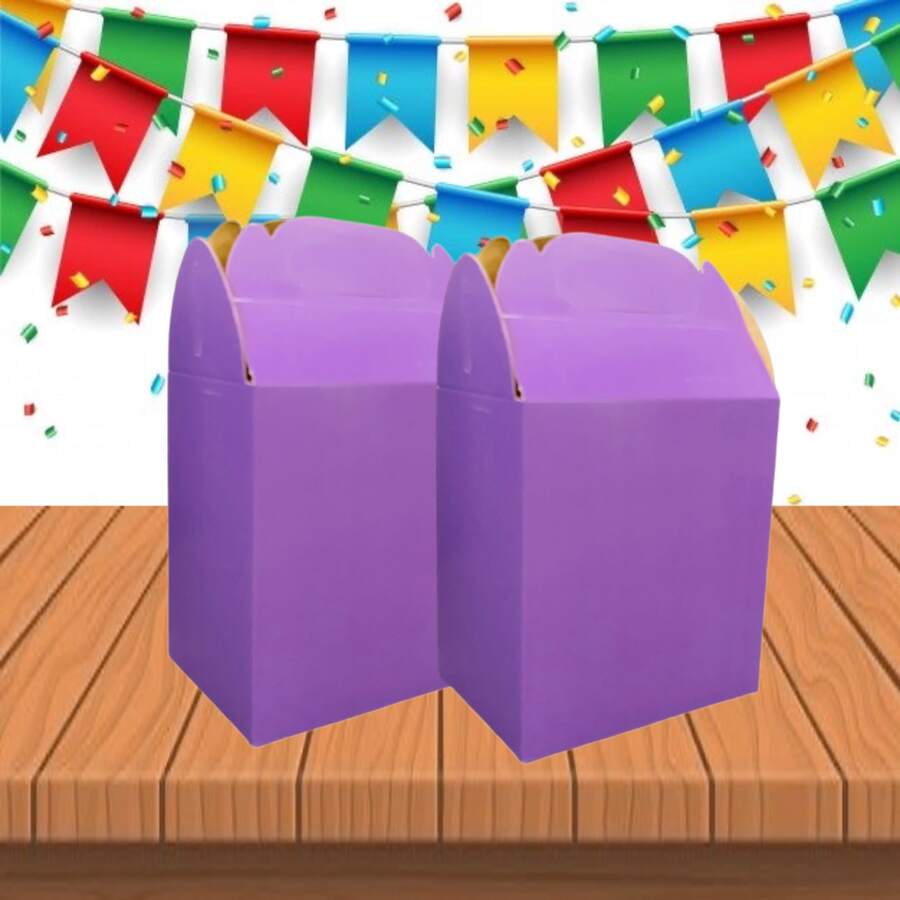 30 Dulceros de Colores Cumpleaños Fiesta Aguinaldo Bolo Caja Cartón Dulceras - Lila Púrpura - Ver 1