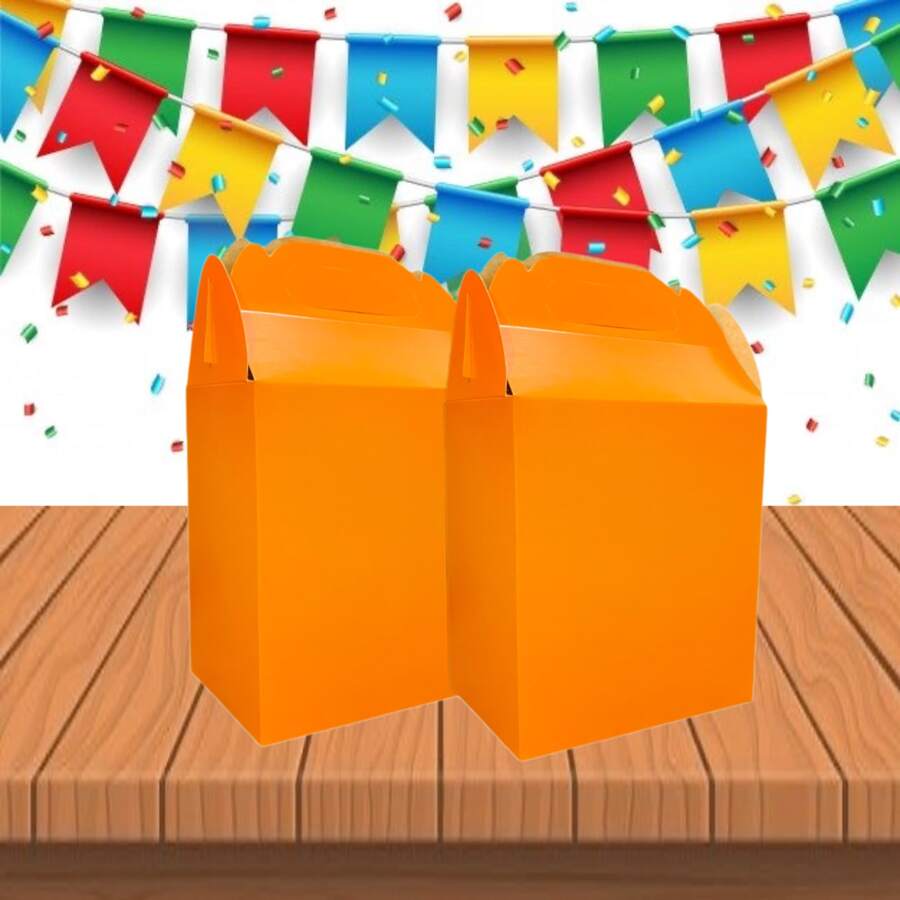 30 Dulceros de Colores Cumpleaños Fiesta Aguinaldo Bolo Caja Cartón Dulceras - Naranja - Ver 1