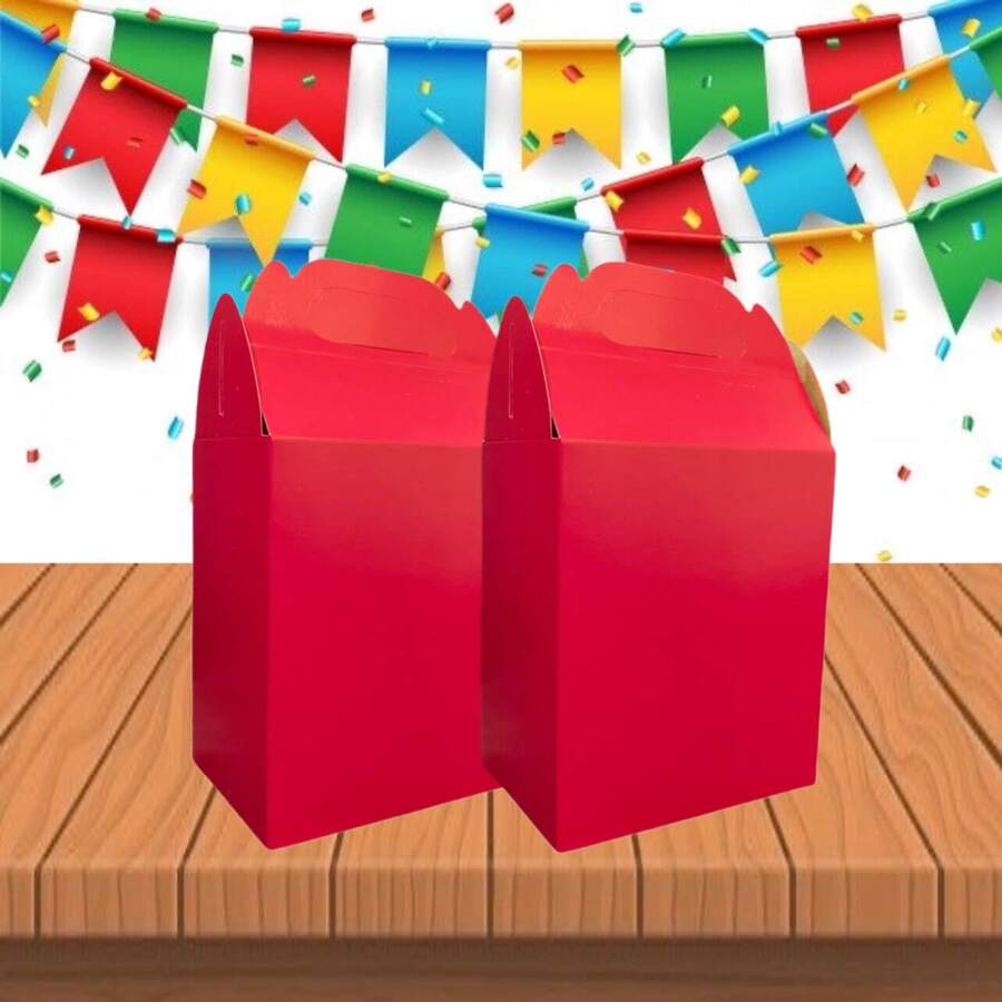 30 Dulceros de Colores Cumpleaños Fiesta Aguinaldo Bolo Caja Cartón Dulceras - Rojo - Ver 1