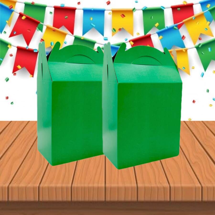 30 Dulceros de Colores Cumpleaños Fiesta Aguinaldo Bolo Caja Cartón Dulceras - Verde Oscuro - Ver 1
