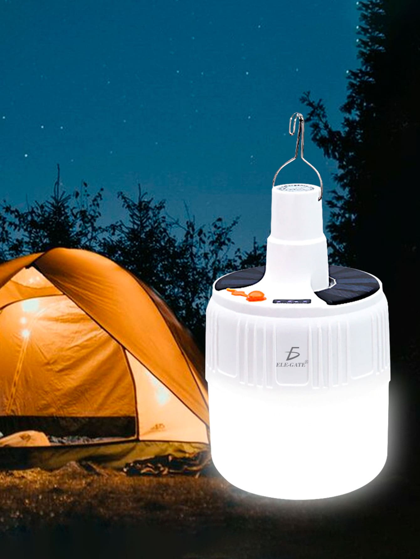 Lámpara Emergencia Portátil Recargable LED Y Usb carga solar y eléctrica  para salir al exterior - Blanco - Ver 1