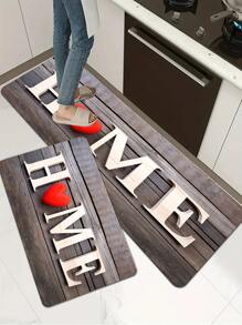 Heart & Letter Pattern Anti-slip Absorbent Kitchen Floor Mat - Multicolor - View 5