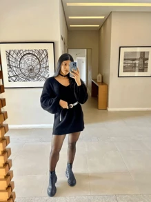 Women Sweater Dresses - màu đen - Xem 1