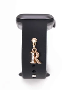 1入組金屬和水鑽字母裝飾用品吊墜吊墜適用於Apple Watch帶,適用於矽膠錶帶配件,適用於蘋果錶帶系列8,7,6,5,4,3,2,1 - 杏色 - 查看 1