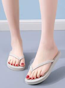 Dép Nữ Đế Bằng, Dép Xỏ Ngón Có Đế Chống Trượt, Xăng Đan Đi Biển Phong Cách Thường Ngày - Màu be - Xem 2