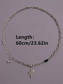 1入組獨特嘻哈風格黑色寶石太陽和月亮吊墜項鍊適合女士