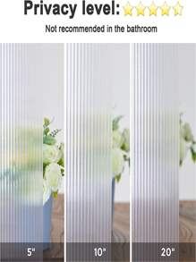 1roll Window Privacy Film Frosted Glass Window Covers Non Adhesive Opaque Stripe Glass Film Removable Sun Blocking Window Coverings Decorative Reed Stickers for Home Office Bathroom - White - View 8