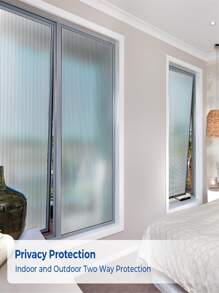 1roll Window Privacy Film Frosted Glass Window Covers Non Adhesive Opaque Stripe Glass Film Removable Sun Blocking Window Coverings Decorative Reed Stickers for Home Office Bathroom - White - View 6