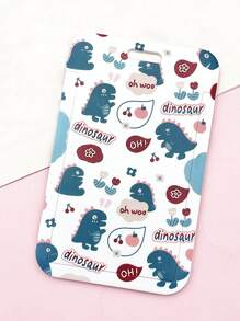 Cartoon Dinosaur Pattern Id Card Holder With Lanyard - White - View 2