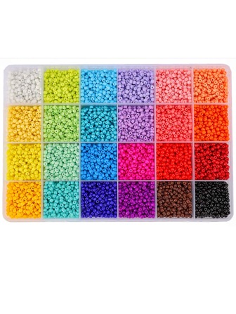 1 box 24 rutnät 3 mm enfärgade målade glaspärlor Set för att göra själv armband, halsband och smycken