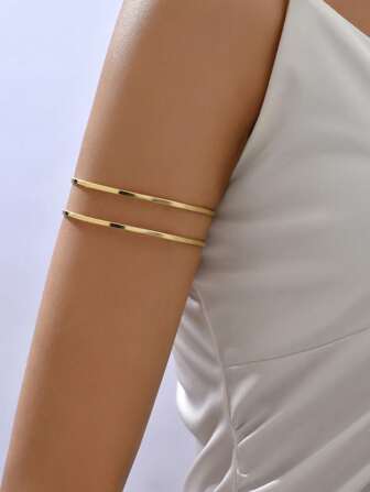 1入組哥特式朋克風格時尚簡約風金屬質感手臂帶女士派對多用途身體鏈