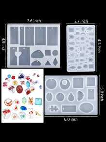 94 件/套（12 片亮片随机）水晶滴管首饰项链吊坠硅胶模具钻头套装 DIY 珠宝手工工艺品装饰 - 彩色 - 查看 4