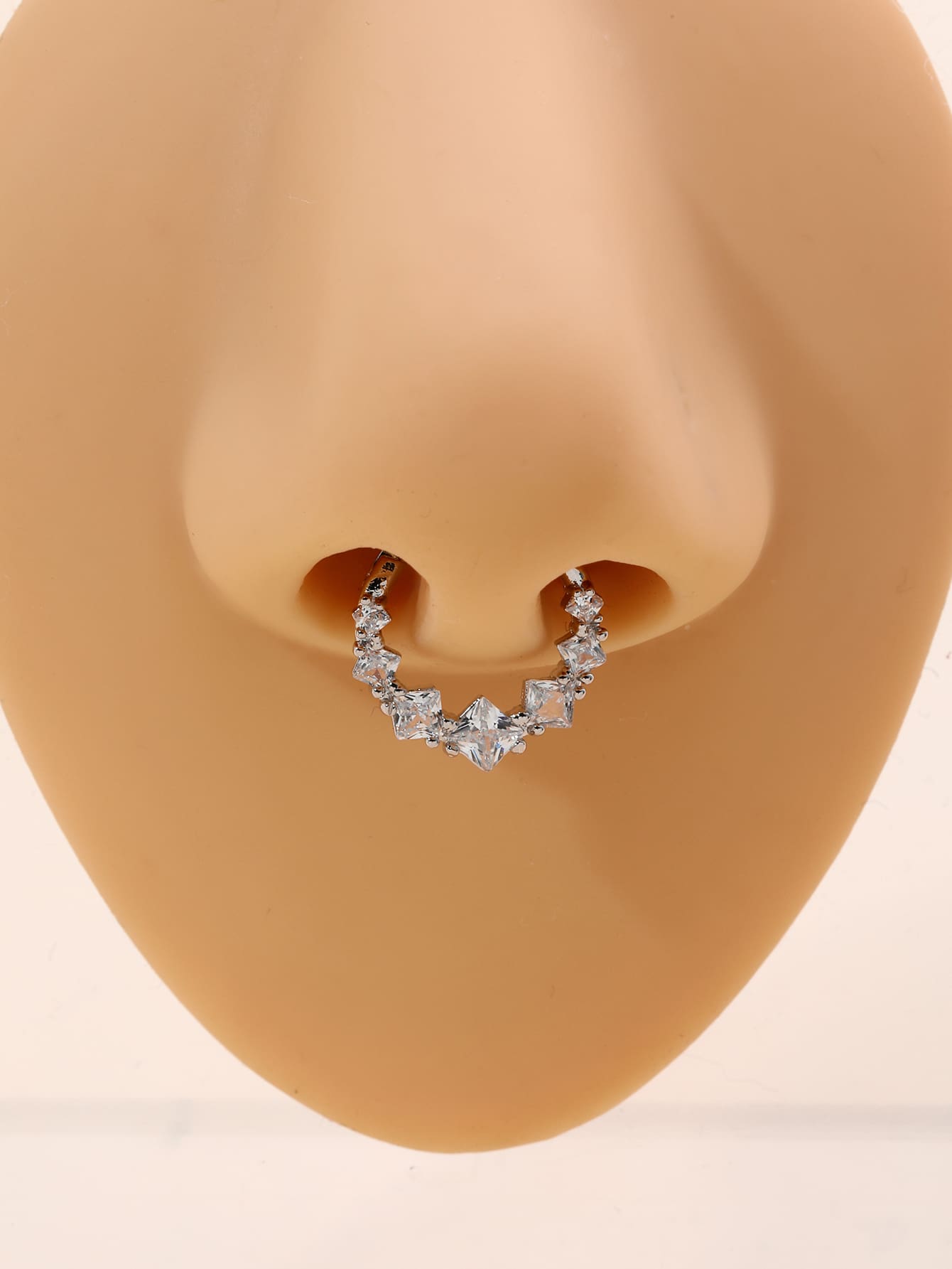 1入組時尚鼻子穿孔配件帶方形方晶鋯石鑲嵌