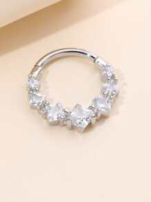 1入組時尚鼻子穿孔配件帶方形方晶鋯石鑲嵌