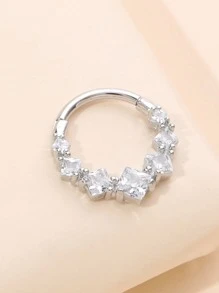 1入組時尚鼻子穿孔配件帶方形方晶鋯石鑲嵌