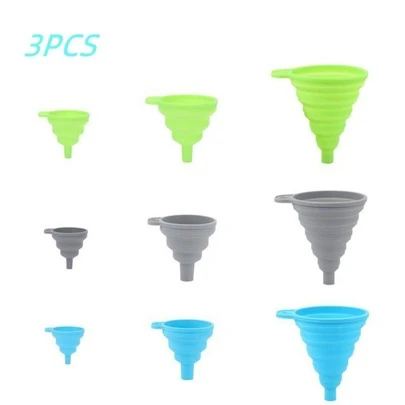 3 piezas de silicona Embudo plegable cocina cocinar Herramienta mini portátil Aceite Embudo
