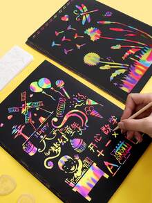 6 piezas Papel para dibujar A4 de colores , garabatear papel , brillante cambio de color cartulina - Multicolor - Ver 1