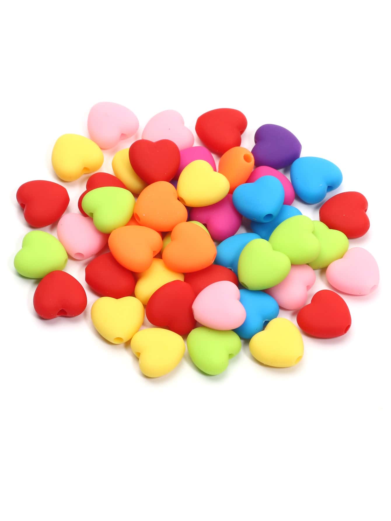 30入組混色心形亞克力珠子手環和項鍊 - 彩色 - 查看 1