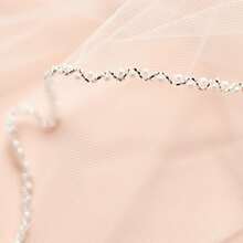 1pc Bridal Pearl Beaded Veil Fall Clothes For Women - Beige - View 5