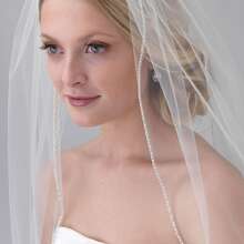 1pc Bridal Pearl Beaded Veil Fall Clothes For Women - Beige - View 4