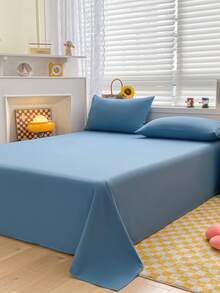 1pc Fashionable Simple Style Solid Color Bedsheet, For Dormitory, Bedding Room, Home Textile - Multicolor - View 4