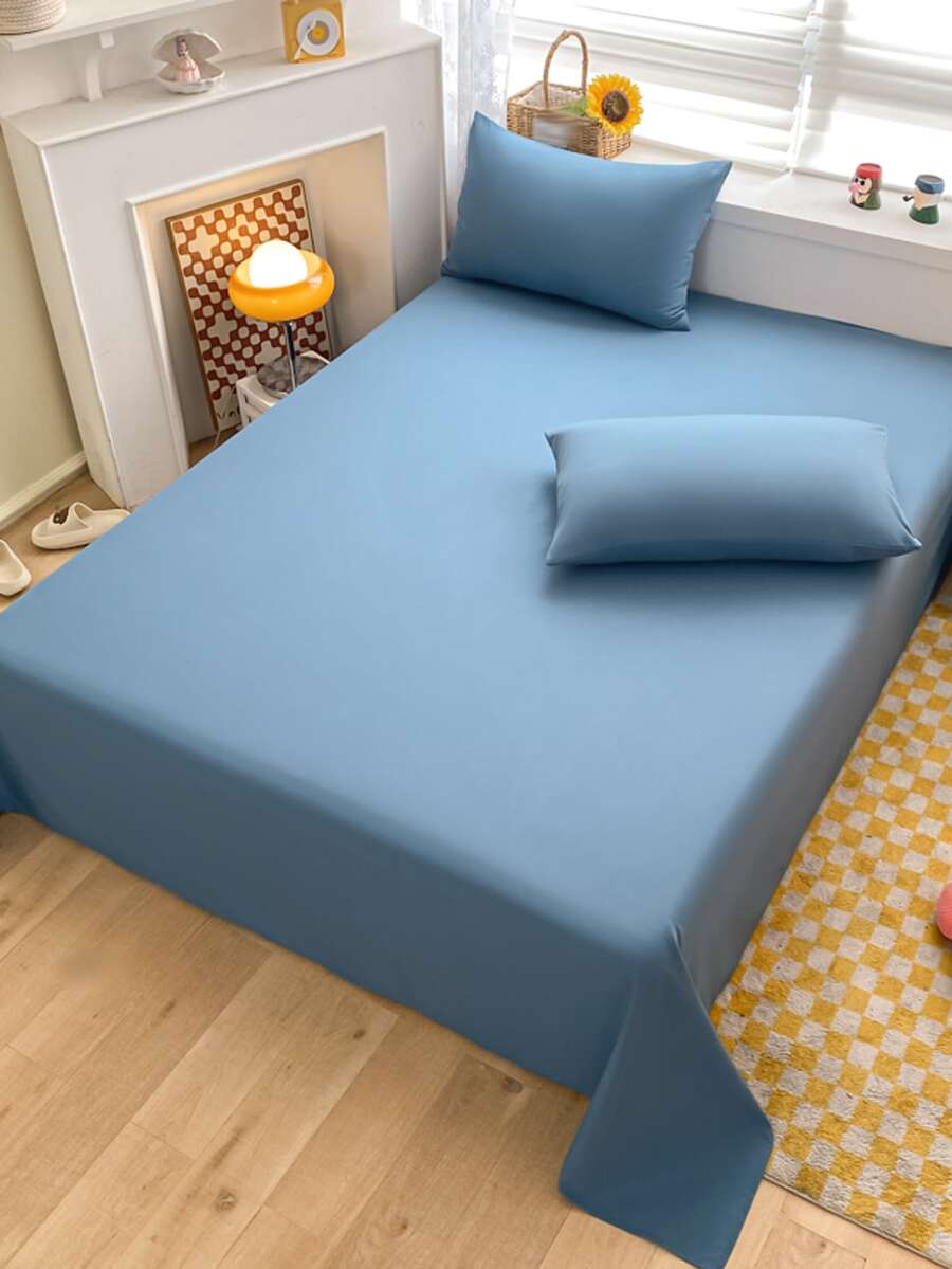 1pc Fashionable Simple Style Solid Color Bedsheet, For Dormitory, Bedding Room, Home Textile - Multicolor - View 1
