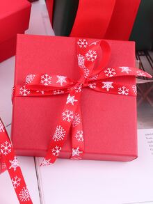 1cm 聖誕印花緞帶 - 22m 紅色禮盒包裝緞帶用於聖誕裝飾 - 紅色 - 查看 6