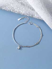 1pc Personalized S925 Sterling Silver Asymmetrical Star Shaped Double Layer Beaded Bracelet For Women, Jewelry Gift