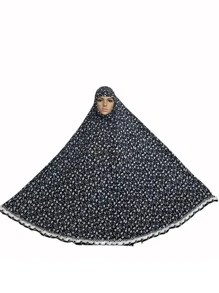 1pc Floral Print Pull On Style Hijab Boho Suitable For Daily And Festivals Abaya Accessories Valentine's Day Breathable Under Cap Valentines Veiled Clothes - Multicolor - View 1