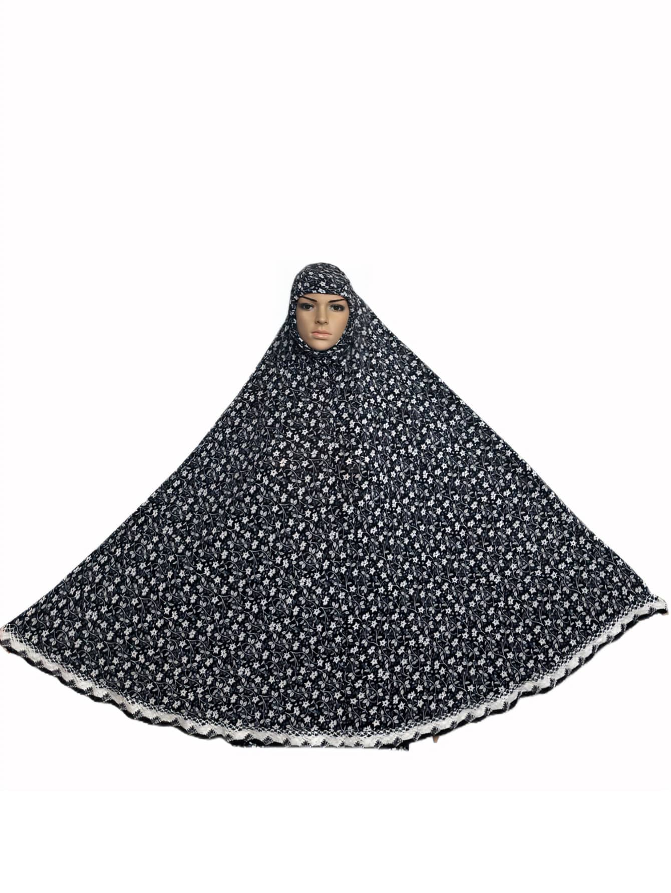 1pc Floral Print Pull On Style Hijab Boho Suitable For Daily And Festivals Abaya Accessories Valentine's Day Breathable Under Cap Valentines Veiled Clothes - Multicolor - View 1