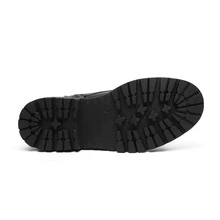 Black Lace-Up Combat Boots Ankle Booties For Women - Black - View 2