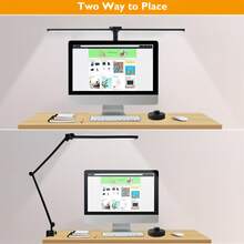 Desk Lamp with Clamp | Swing Arm Desk Light | Eye Caring Table Lamp, Dimmable, 5 Color Modes, Memory, Timer | Modern Architect Desk Lamps for Home Office Study Work Task Drafting Workbench - màu đen - Xem 2