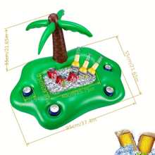 Drink Holder Pool Inflatable Pool Drink Holder Floating Pool Bar Inflatable Pool Accessories, Beach Essentials, Beach Accessories - Green - View 2