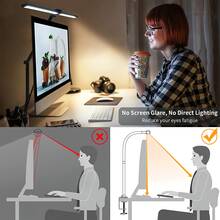 Desk Lamp with Clamp | Swing Arm Desk Light | Eye Caring Table Lamp, Dimmable, 5 Color Modes, Memory, Timer | Modern Architect Desk Lamps for Home Office Study Work Task Drafting Workbench - màu đen - Xem 9