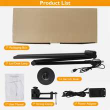 Desk Lamp with Clamp | Swing Arm Desk Light | Eye Caring Table Lamp, Dimmable, 5 Color Modes, Memory, Timer | Modern Architect Desk Lamps for Home Office Study Work Task Drafting Workbench - màu đen - Xem 7