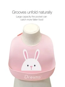 3件套婴儿兔子印花硅胶喂食套装，适合日常生活 - 粉色 - 查看 5