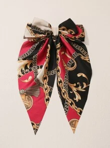 Boho 1入組優雅復古純色大緞帶蝴蝶結發夾，日常穿著、節日禮物、派對必備 - 彩色 - 查看 2