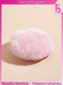 1pc Long Hair Loose Powder Puff-Pink Velvet Puff Soft Face Makeup Blender, Portable Soft Sponge Volume Puff, Round Velvet Puff With Ribbon Handle, Suitable For Loose Powder Body Puff Makeup Tools