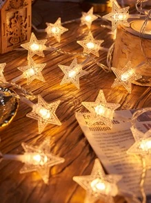 1 gói 20LED 2.3m Ngôi Sao Dây Bóng Đèn, Đèn Trang Trí Bằng Nhựa Trang Trí Nhà Cửa - Màu vàng - Xem 4