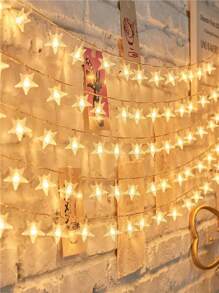 1 gói 20LED 2.3m Ngôi Sao Dây Bóng Đèn, Đèn Trang Trí Bằng Nhựa Trang Trí Nhà Cửa - Màu vàng - Xem 2