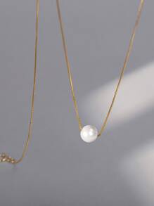 Esberry 1 Pc 6mm-10mm Simple S925 Sterling Silver Single Pearl Collarbone Necklace Jewelry Gift For Women Wedding Bridal Jewelry