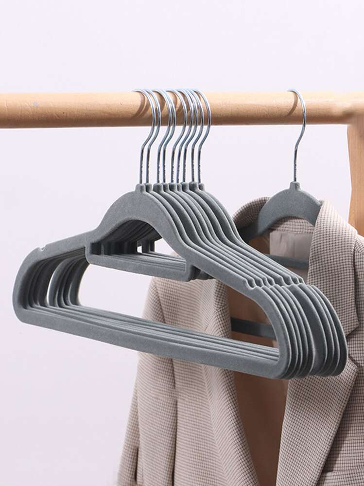 10pcs/set PP Clothes Hanger, Minimalist Plain Non-slip Hanger For Household - Grey - View 1