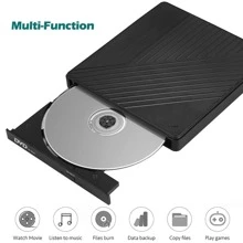 External CD DVD Drive, USB 3.0 & Type C DVD/CD ROM Burner, CD DVD +/-RW Optical Disk Drive Reader, With USB And TF/SD Slots Slim Portable Writer Player For Laptop Windows 11 10 PC Linux OS - Black - View 4