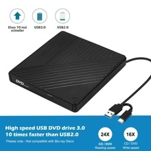 External CD DVD Drive, USB 3.0 & Type C DVD/CD ROM Burner, CD DVD +/-RW Optical Disk Drive Reader, With USB And TF/SD Slots Slim Portable Writer Player For Laptop Windows 11 10 PC Linux OS - Black - View 8