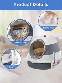 1pc Cat Litter Box With Shovel